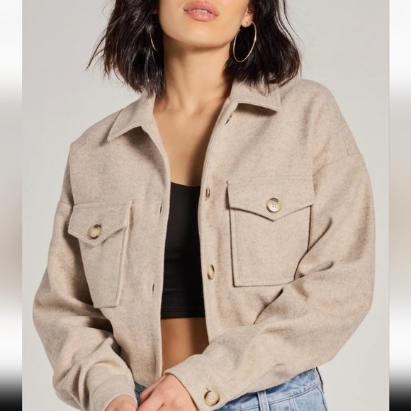 NWT Windsor Women's Faux Wool Shacket Color Oatmel Size Small - Picture 3 of 6